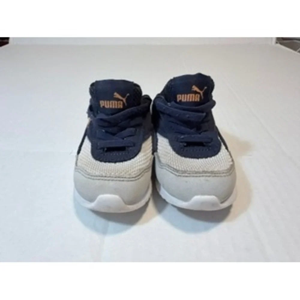 Puma R78 V Inf Kids Navy Blue Grey Orange Sneakers 405458-03 Size 5C